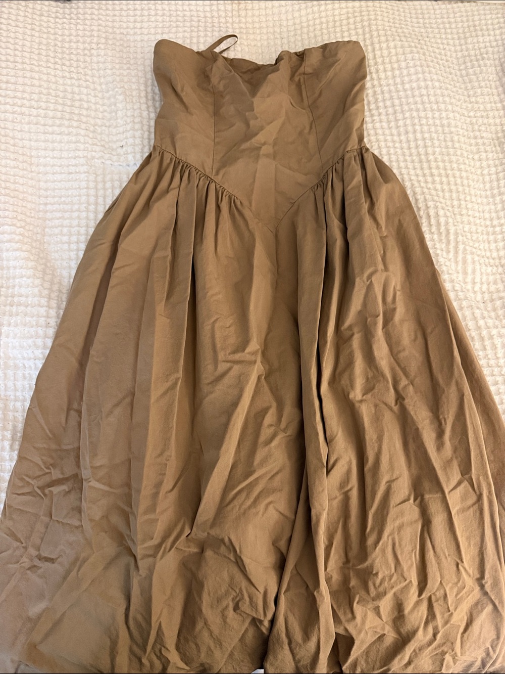 DISSH Strapless A-Line Dress in Warm Brown